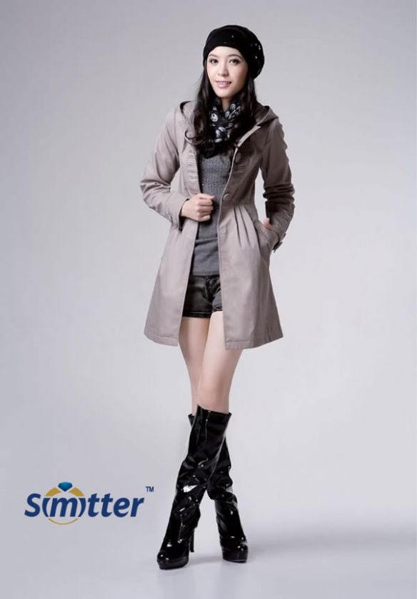 New Korean Womens Fashion Hoodie Long Trench Jacket Coat  