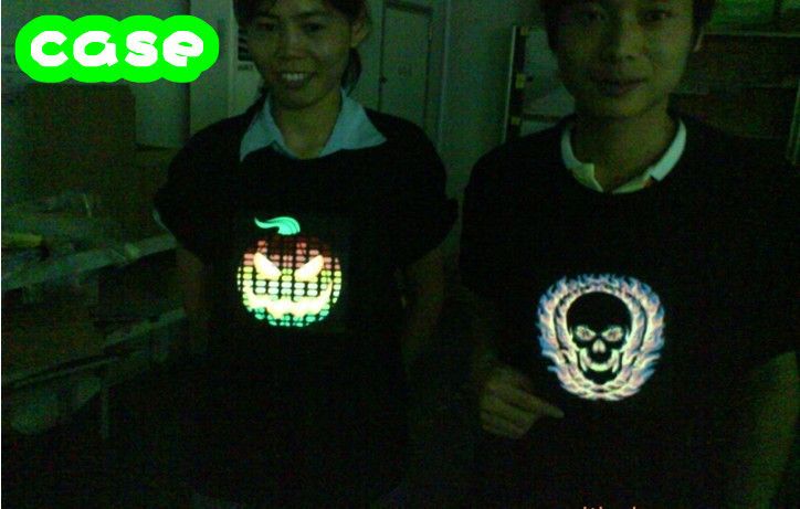 Sound Activated M DJ shape LED Light EL Music T Shirt  