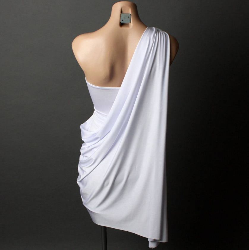 Grecian Goddess Strapless OR One Shoulder Evening Womens Party Dress 