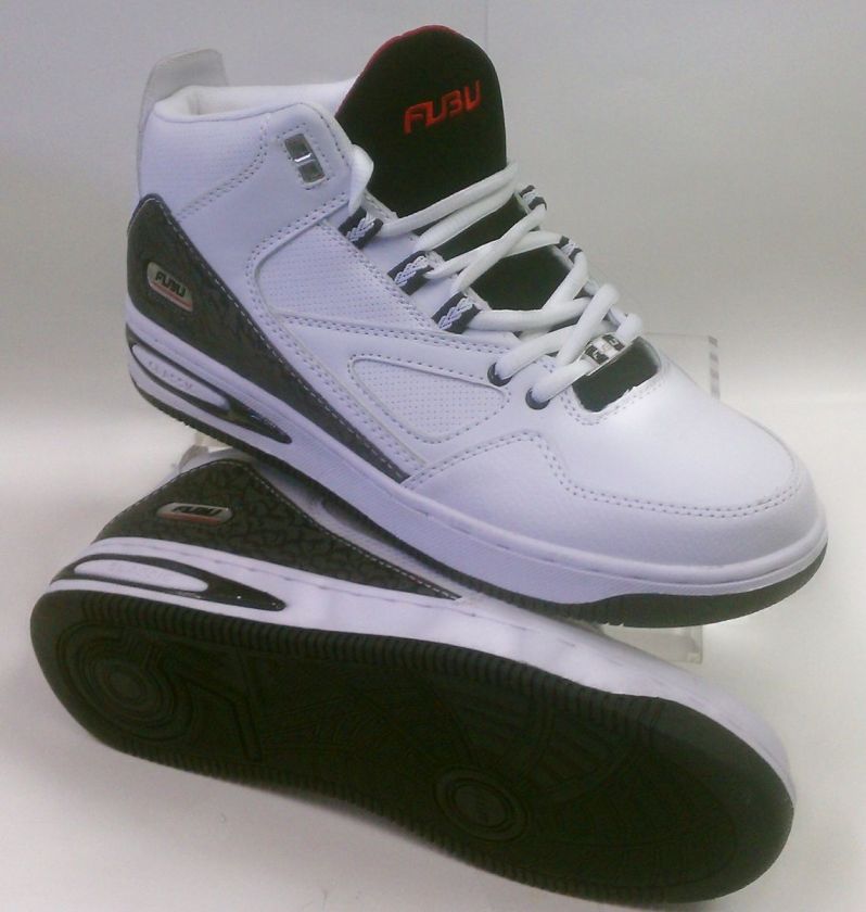 FUBU MID HI TOP MENS FASHION SNEAKER 3/4 TOP NEW CASUAL SHOE WHITE ALL 