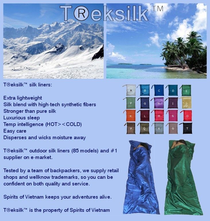 Single Silk Liner Sleeping Bag Inner Sheet Hostel Sack  