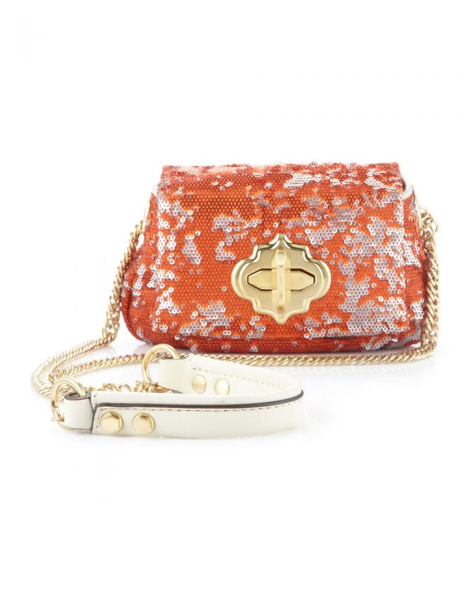 Oryany Turn Lock Crossbody Sequin Bag, Orange  