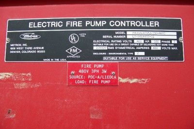 METRON FIRE PUMP AUTOMATIC TRANSFER SWITCH MOD MTS 225Z  