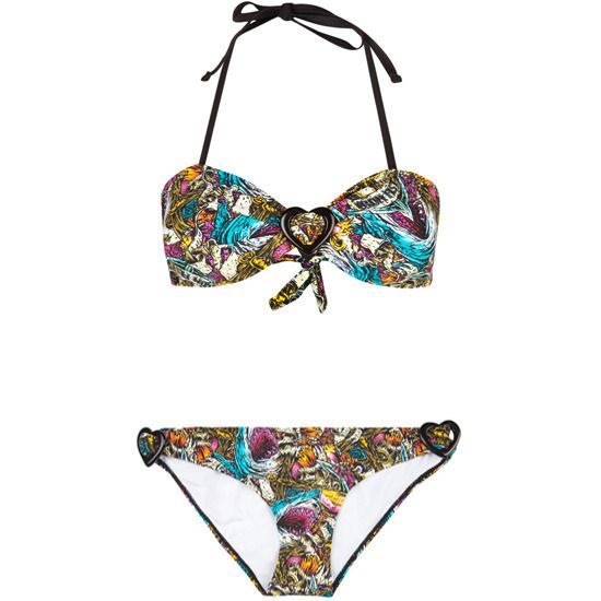 IRON FIST HERE I LIE BIKINI TOP AND BOTTOM SIZE XL  