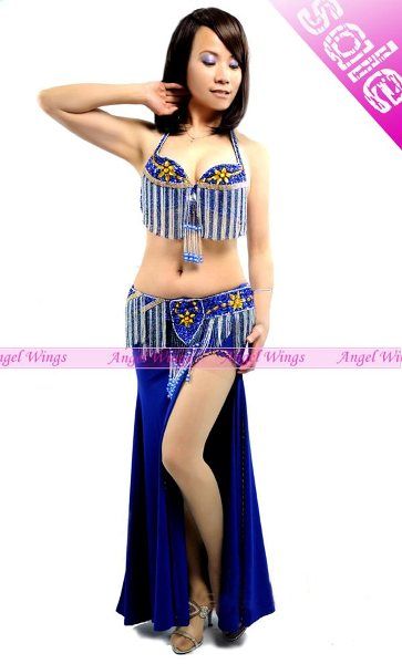 NEW belly dance 2 pics costume 36B/C bra&belt 9 colors  