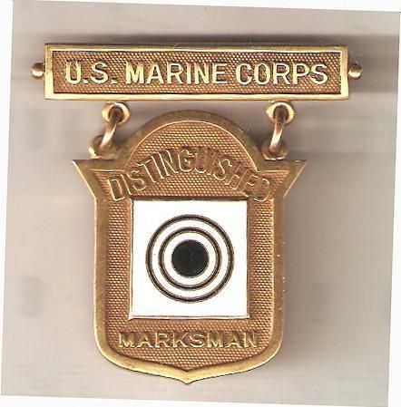 1939 USMC Distinguished Marksman Pin Badge 18K Gold U.S.M.C. Cpl. John 