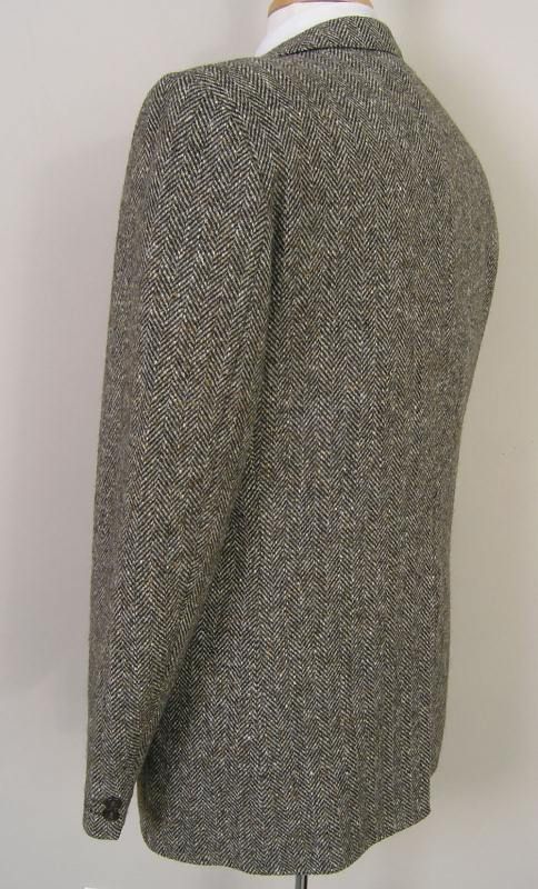   Tweed Sport Coat Speckled Brown Herringbone Vintage 40L Ireland  