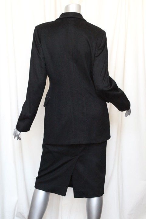 JIL SANDER Black *CASHMERE* Double Breasted Blazer Long Jacket+Skirt 