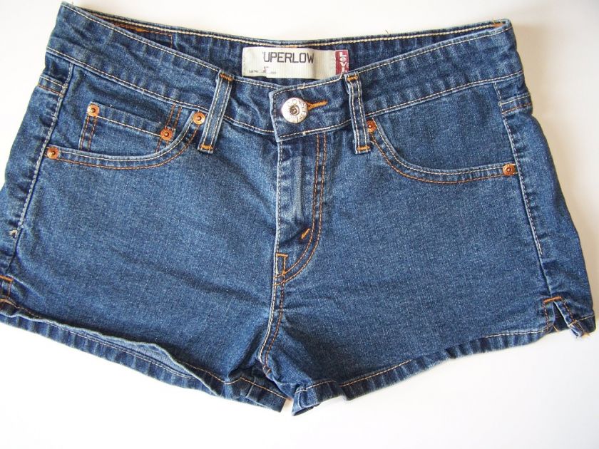 Levis Womens Sz 5 Jr Shorts Denim Super Low Rise Dark  