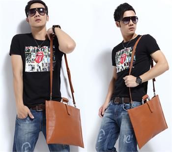   Leather Shoulder Bag Tote Interior Slot Pocket Laptop Bag EAP15  