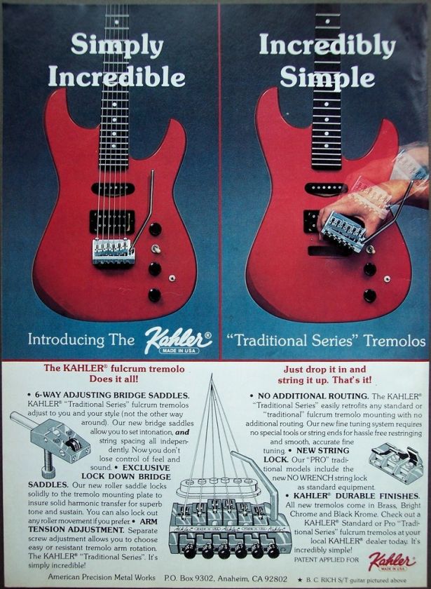 1986 Kahler Traditional Series Tremolo vintage ad  