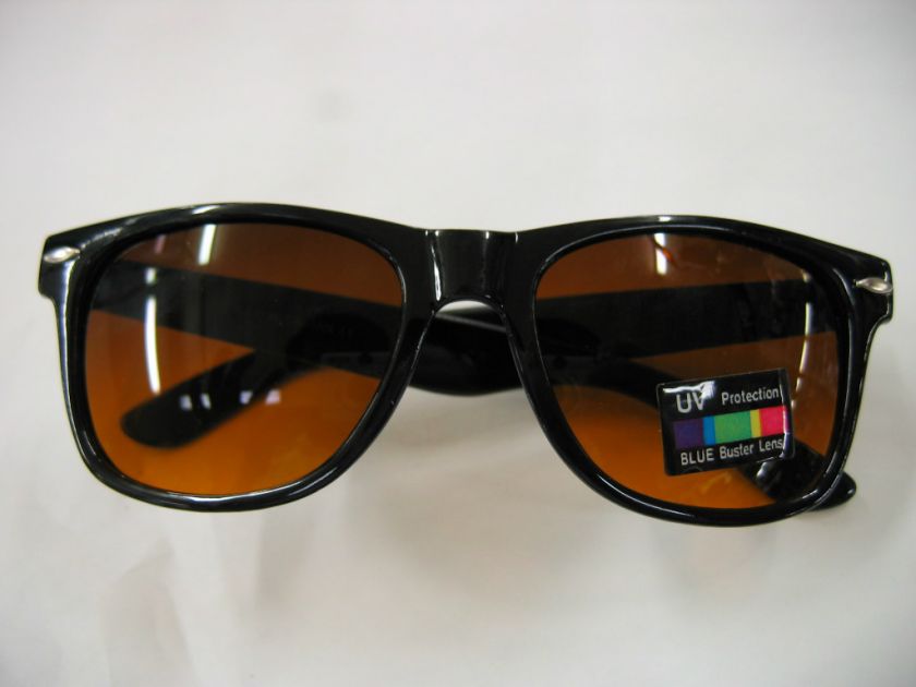 Blue Blocker wayfarer sunglasses in black frames  