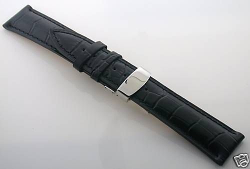 24M GATOR LEATHER WATCH BAND DEPLOYMENT STRAP FOR PANERAI BK  