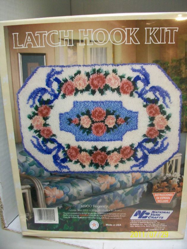 NATIONAL LATCH HOOK RUG KIT REGENCY ROSES 24X36 NIB  