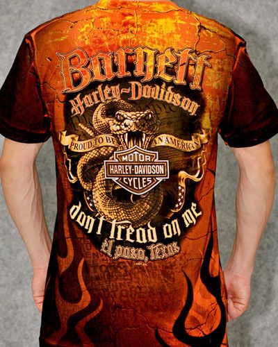 Harley Davidson Mens Dont Tread All Over Print Biker Collage Orange 