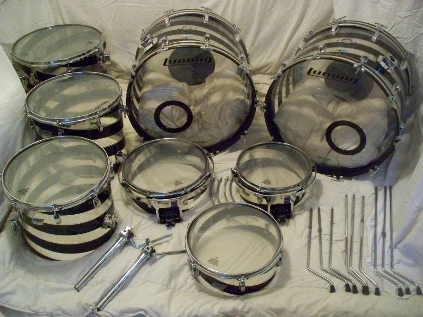 Ludwig Vistalite Mega Drum Kit, Timpanis, Gong, Stands, Cases  