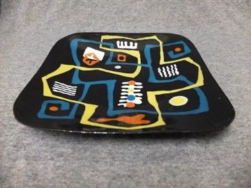   MID CENTURY MODERN ARTIST ENAMEL DISH   MIRO, JEAN ARP EAMS ERA  