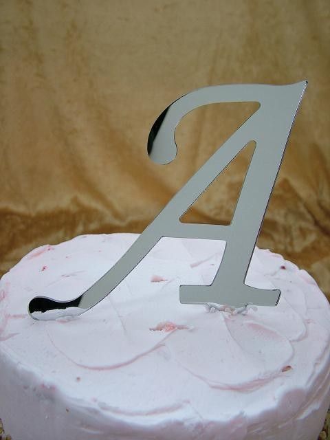 Monogram Cake Topper Initial Mirror Acrylic Letter  