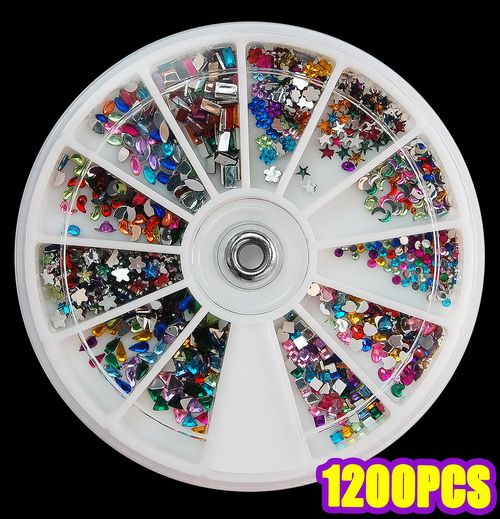 1200 pcs rhinestone nail art & 12 pcs shape S032  