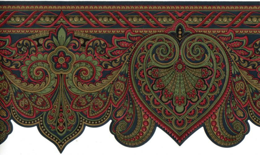   PAISLEY Leaf Scroll Morocco Indian Victorian Wall paper Border  