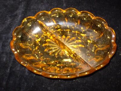   /New Martinsville, Georgian 6900, Amber, 2 Part, Serving Dish  