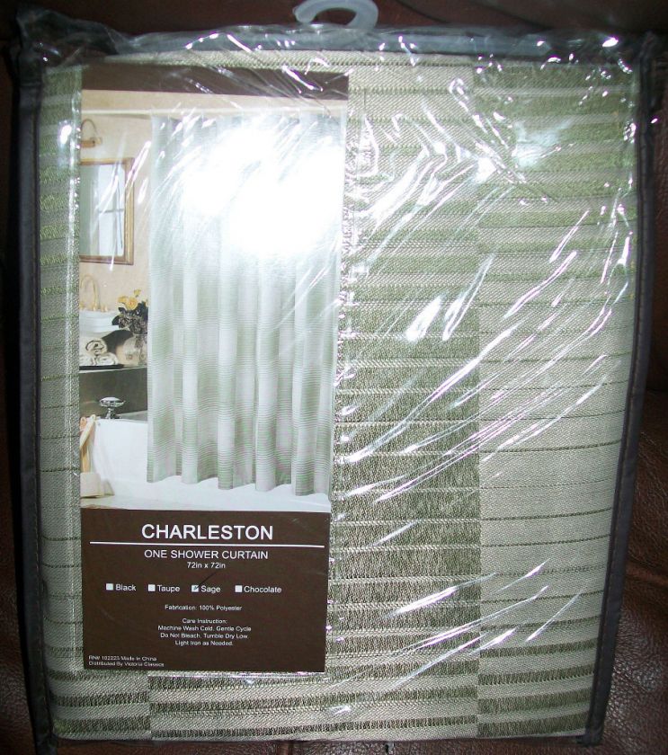 SHOWER CURTAIN CHARLESTON SAGE 72 X 72 NEW SEALED  