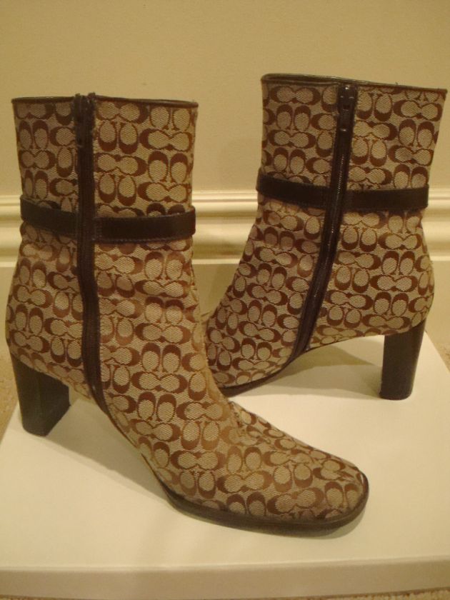 300+ COACH Designer Logo Boots Stunning Brown Heel 8  