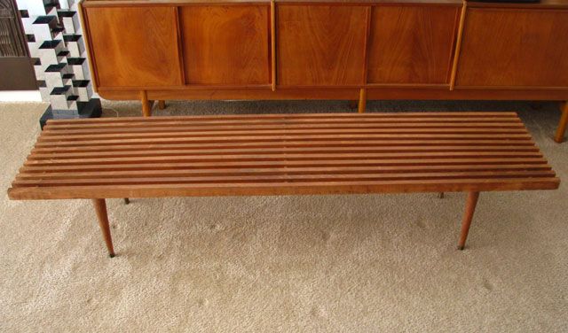 MID CENTURY DANISH MODERN SLAT TABLE/BENCH EAMES ERA  