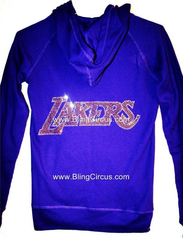 LA Los Angeles LAKERS Bling Womens Thermal Hoodie SM 3X  