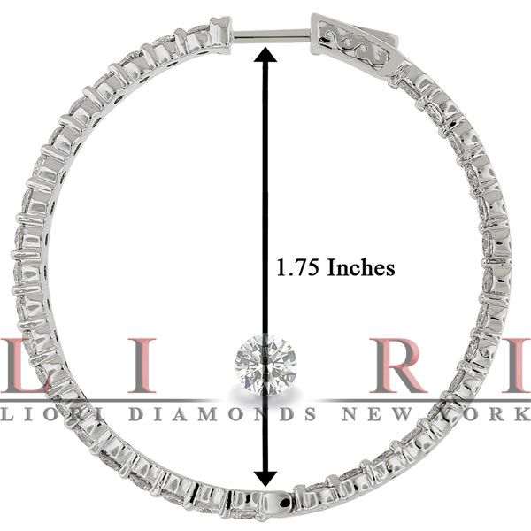 10 CT LARGE INSIDE OUT DIAMOND HOOP EARRINGS 14K GOLD  