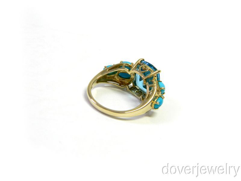 Estate 5.00ct Gold Blue Topaz Turquoise Ring NR  