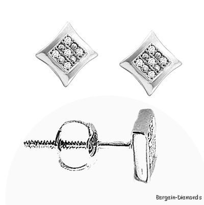 Unisex Diamond Kite Star Stud Post Earrings screwback  