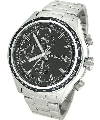 Fossil CH2805 Black Rectangle Dial Silver Stainless steel Mens Watch 