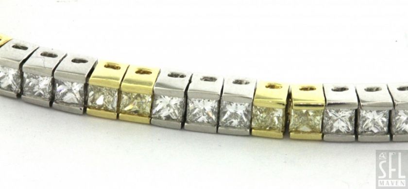   18K GOLD 8.50CT FANCY NATURAL YELLOW DIAMOND LINE LINK BRACELET  