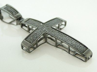 MENS ALL BLACK ON BLACK DIAMOND CROSS PENDANT 1.0 CT  