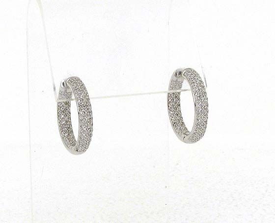 BEAUTIFUL 14K GOLD INSIDE OUT DIAMOND HOOP EARRINGS  