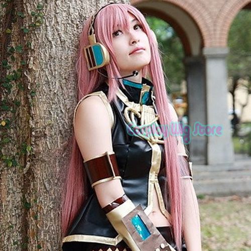 Vocaloid Megurine Luka Cosplay Long Purplish Pink Wig  