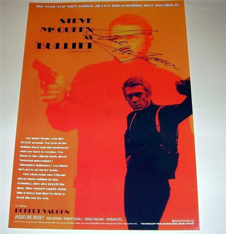 BULLITT PP SIGNED POSTER 12X8 STEVE McQUEEN bullet  