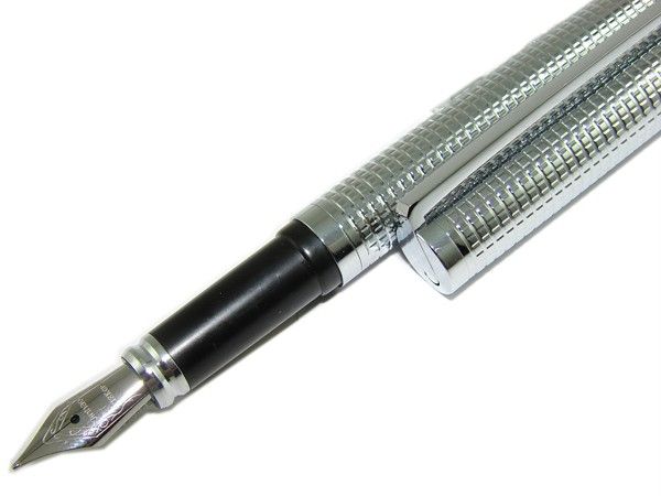 JINHAO 186 Fountain Pen Silver Check Medium 18KGP Nib AJ122  