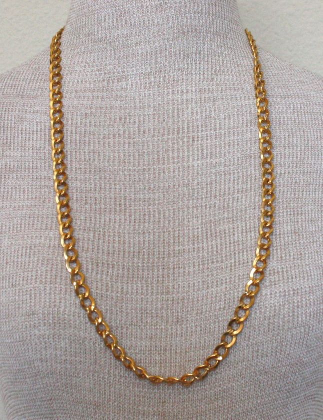 Vintage Monet Gold Tone Chain Long Necklace  