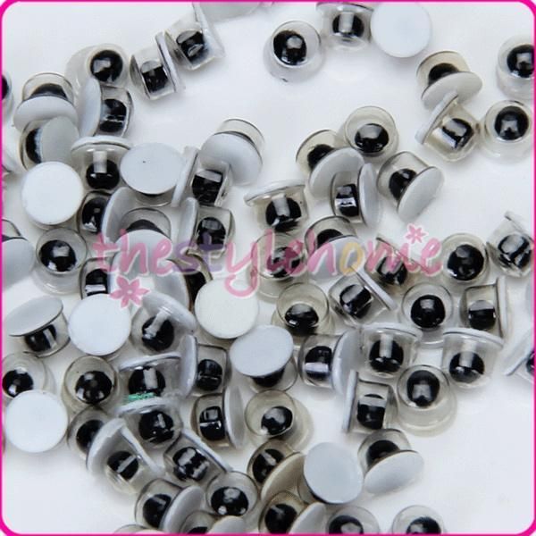 Lot 100 Movable Black Wiggly Wiggle Eyes Doll Craft 3mm  