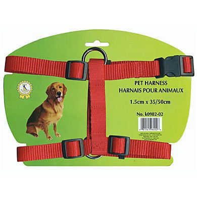 NEW ADJUSTABLE RED NYLON DOG HARNESS Large size  