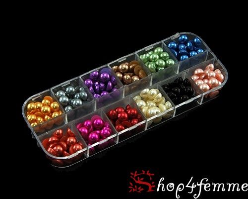 12 Colours Total 240pcs Half Pearls 7mm Flat Back  