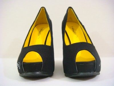 Ed Hardy women tiger rhinestones black heels wedges joyaus shoes 