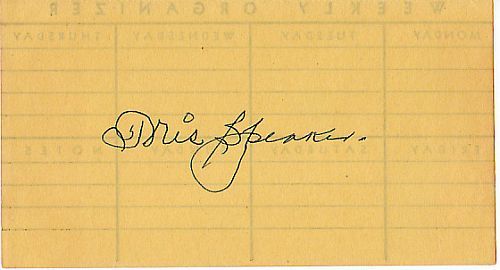 TRIS SPEAKER SIGNED 3X6 SLIP OF PAPER BASEBALL HALL OF FAME BOSTON RED 