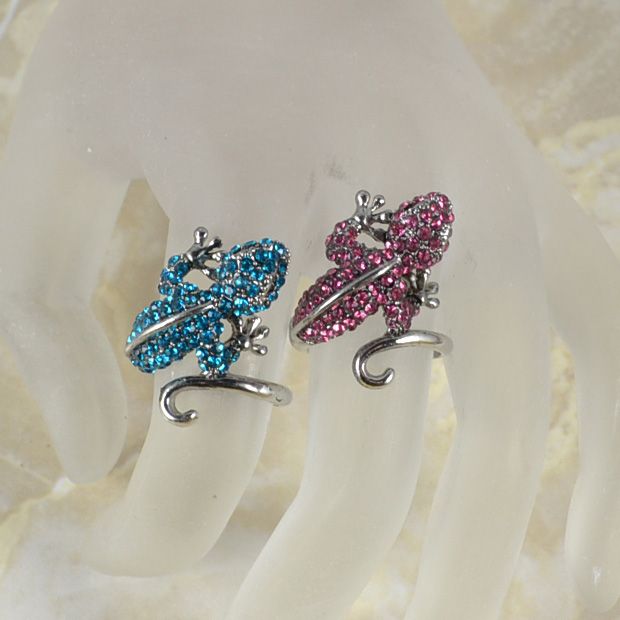 Wholesale Lot 6pc Vintage Lizard Cocktail Crystal Ring  