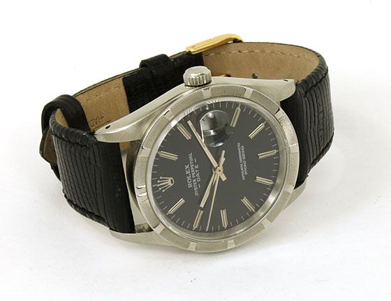 BEAUTIFUL S. STEEL & LEATHER ROLEX DATE WRIST WATCH  