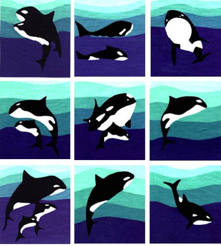 100% Cotton 5 Batik Squares   Orca  