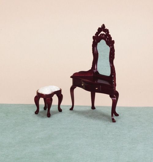 dollhouse miniature DRESSING TABLE VANITY STOOL BEDROOM  