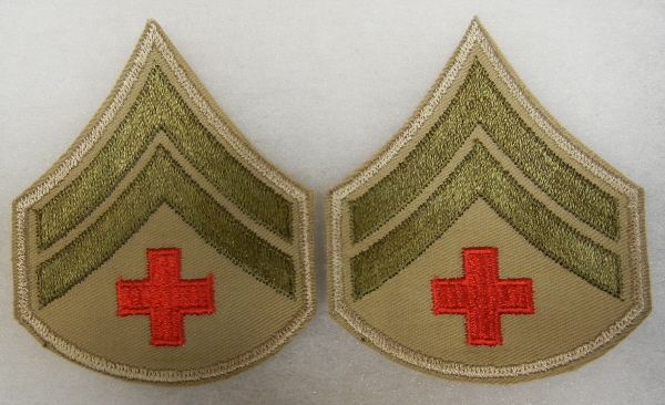 VINTAGE PAIR of RED CROSS CORPORAL RANK CHEVRON PATCHES  